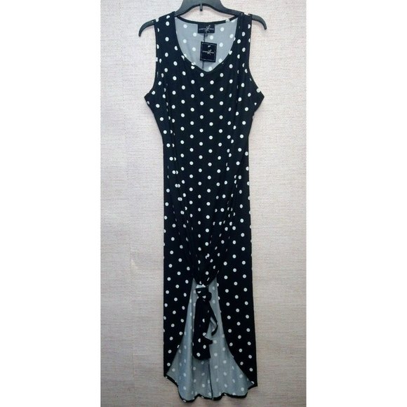 Plus size Polka dotted Maxi Dress Beach Summer Vacay cover-up front tie - Picture 7 of 9